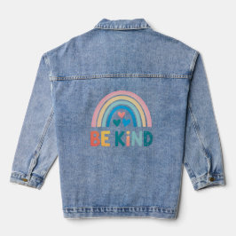 Kleurrijke vriendelijkheid regenboog denim jacket