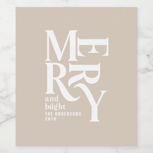 Kleurrijke vrolijk kerstcadeau wijn etiket (Enkel label)