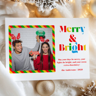 Kleurrijke vrolijke heldere foto kerstvakantiekaar feestdagenkaart
