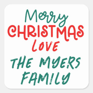 Kleurrijke vrolijke kerst vierkante sticker