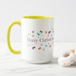 Kleurrijke vrolijke kerst waterverf mok