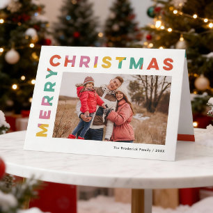 Kleurrijke vrolijke kerstfoto feestdagen kaart