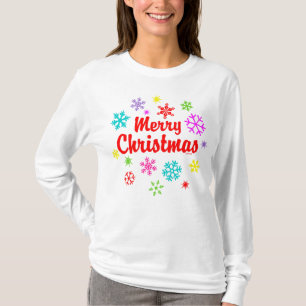 Kleurrijke Vrolijke Kerstmis Sneeuwvlokken T-shirt