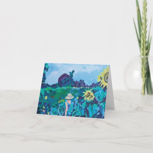 Kleurrijke vrouw in Zonnebloemen Bedankkaart (Voorkant)