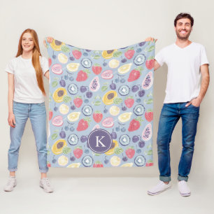 Kleurrijke Vruchten Monogram Lente Patroon Fleece Deken