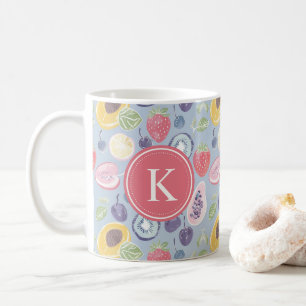 Kleurrijke Vruchten Monogram Lente Patroon Koffiemok