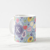 Kleurrijke Vruchten Monogram Lente Patroon Koffiemok (Voorkant links)