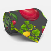 Kleurrijke Vruchten Patroon 01.b D Grijs BG Stropdas (Opgerold)