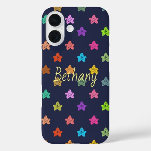 Kleurrijke vun-tandwielsterren op blauw gepersonal Case-Mate iPhone case (Achterkant)