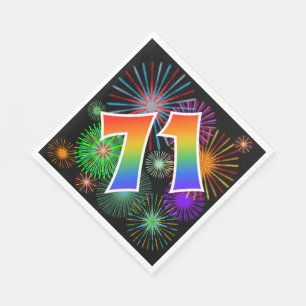 Kleurrijke Vuurwerk + Regenboog Patroon "71" Evene Servet
