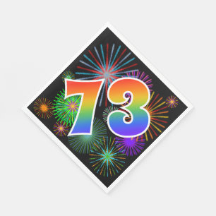 Kleurrijke Vuurwerk + Regenboog Patroon "73" Evene Servet