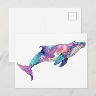 Kleurrijke Walvis Illustratie Klein Briefkaart