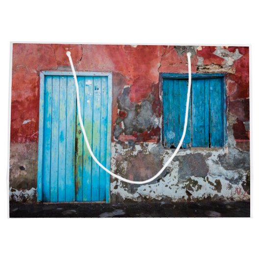 Kleurrijke wand, deur en sluitingen groot cadeauzakje (Achterkant)