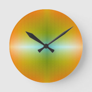 Kleurrijke wandklok met een verloopkleurige wijzer ronde klok