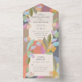 Kleurrijke Warme Bloemen Elegantie Boho Bruiloft All In One Uitnodiging (Binnen)