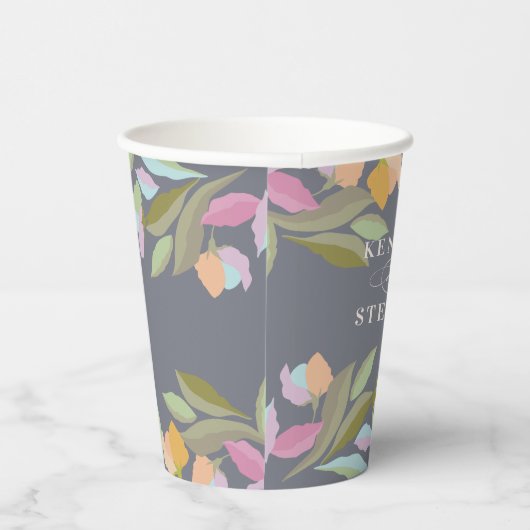 Kleurrijke Warme Bloemen Elegantie Boho Bruiloft Papieren Bekers (Rechts)