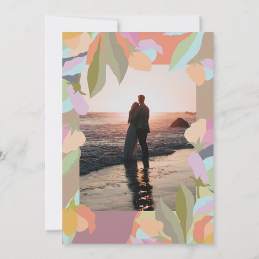 Kleurrijke Warme Bloemen Elegantie Boho Bruiloft Save The Date (Achterkant)