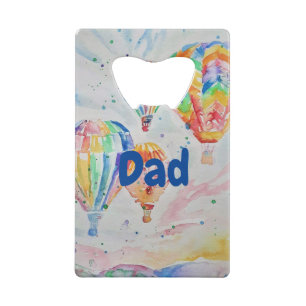 Kleurrijke warmluchtballonnen Waterverf schilderen Kredietkaart Flessenopener