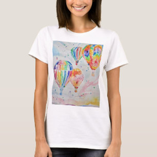Kleurrijke warmluchtballonnen Waterverf schilderen T-shirt