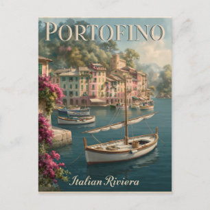 Kleurrijke Waterfront en Botens in Portofino, Ital Briefkaart