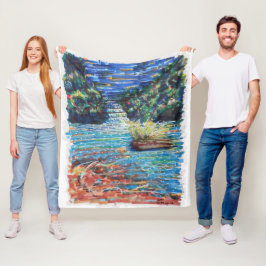 kleurrijke waterval fleece deken