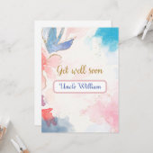 Kleurrijke waterverf abstract met bericht Get well Kaart (Voorkant / Achterkant in situ)