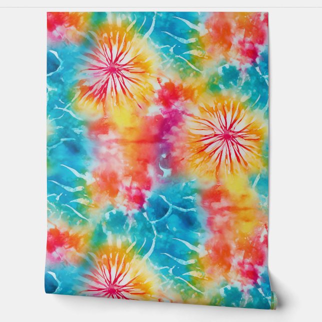 Kleurrijke Waterverf Abstract Tie Dye Pattern Behang (Afrollen)