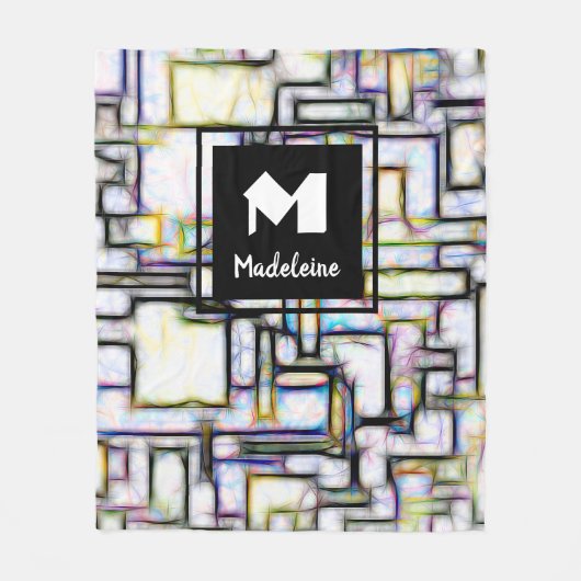 Kleurrijke Waterverf Abstracte geometrische monogr Fleece Deken (Voorkant)