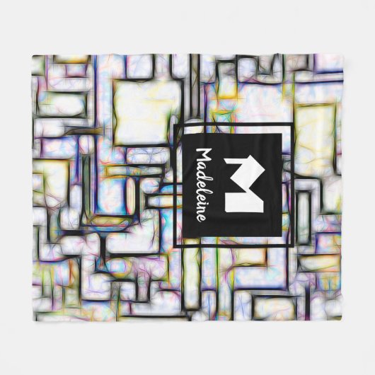 Kleurrijke Waterverf Abstracte geometrische monogr Fleece Deken (Voorkant (Horizontaal))