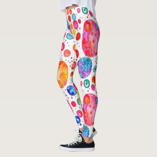 Kleurrijke Waterverf Abstracte Polka Dots Leggings