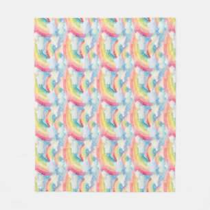 Kleurrijke Waterverf achtergrond met regenbogen Fleece Deken
