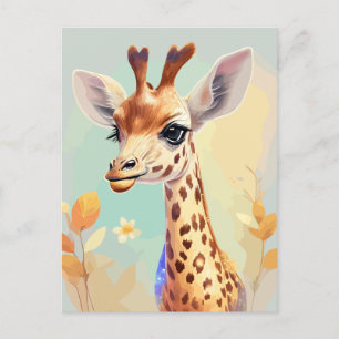 Kleurrijke Waterverf Baby Giraffe Briefkaart
