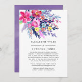 Kleurrijke waterverf bloem bruiloft gastlijst aankondiging (Voorkant / Achterkant)