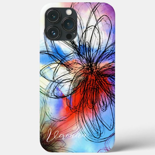 Kleurrijke Waterverf bloemen Abstracte handtekenin Case-Mate iPhone Case (Achterkant)