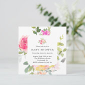 Kleurrijke Waterverf Bloemen Baby shower QR Code Kaart (Staand voorkant)