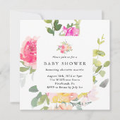 Kleurrijke Waterverf Bloemen Baby shower QR Code Kaart (Voorkant)