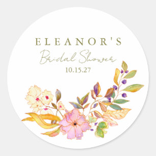 Kleurrijke Waterverf Bloemen Brunch Bubble Shower Ronde Sticker