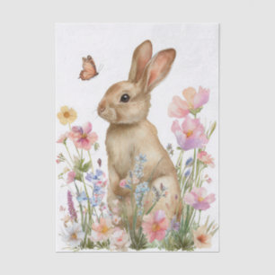 Kleurrijke waterverf Bloemen en Paashaas Tissuepapier