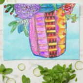 Kleurrijke Waterverf Bloemen in een Jar Keuken Han Theedoek (Gevouwen)