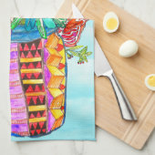 Kleurrijke Waterverf Bloemen in een Jar Keuken Han Theedoek (Quarter Fold)