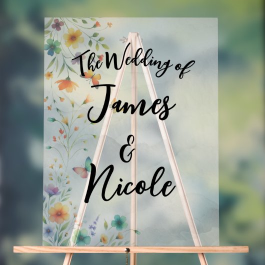 Kleurrijke Waterverf Bloemenvlinder bruiloft Acryl Bord (Neutraal)