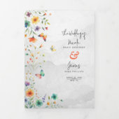 Kleurrijke Waterverf Bloemenvlinder bruiloft Drieluik Uitnodiging (Cover)