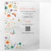 Kleurrijke Waterverf Bloemenvlinder bruiloft Drieluik Uitnodiging (Binnenzijde eerst)