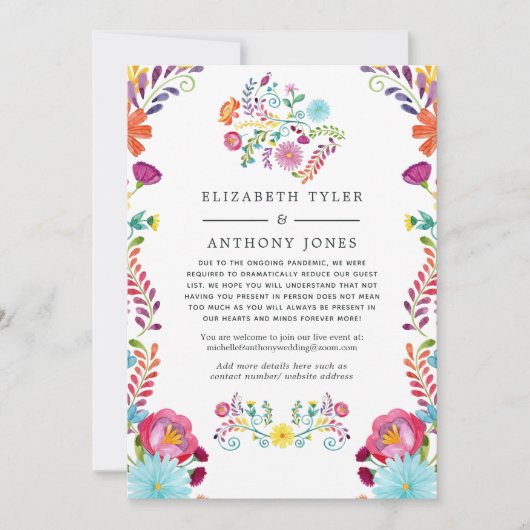 Kleurrijke Waterverf Bloemige Fiesta Bruiloftsgast Aankondiging (Voorkant)