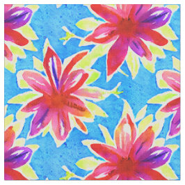 Kleurrijke waterverf bloemmotief Blauw Rood Kind Stof