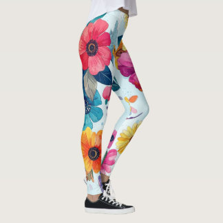 Kleurrijke waterverf botanische bloemleggings leggings