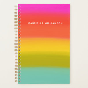 Kleurrijke Waterverf Bright regenboogstrips Naam Planner