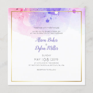 Kleurrijke Waterverf bruiloft uitnodiging Kaart