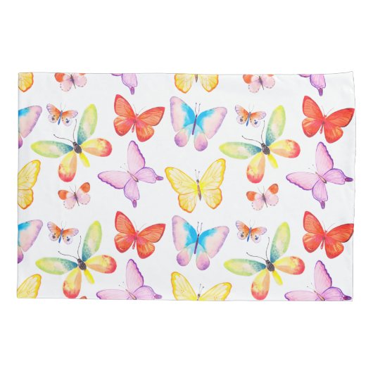 Kleurrijke Waterverf Butterfly - Gepersonaliseerd Kussensloop (Achterkant)