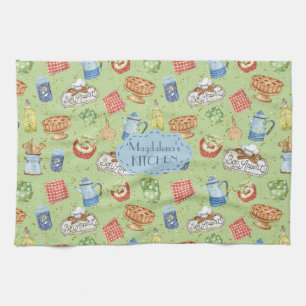 Kleurrijke  Waterverf Chef Cooking Green Theedoek